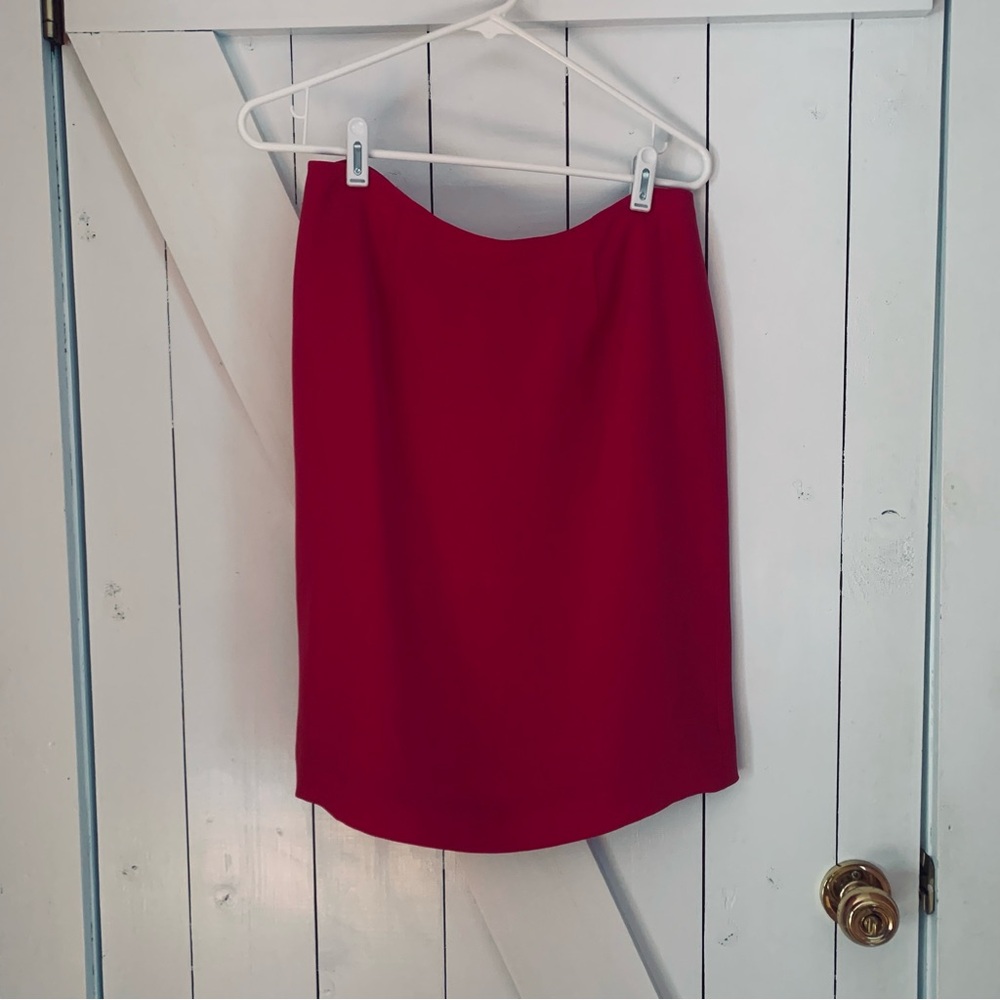 Vintage 100% Silk Skirt 10P Knee Length Mini Midi Skirt Suit - Picture 1 of 8